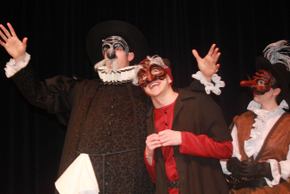 Sam Jones, Jackson Green, and Amelia Fischer in Commedia Dell'arte