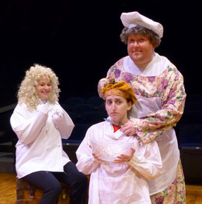 Rebecca McCorkle, Martha O'Connell, and Bryan Woods in The Complete Works of William Shakespeare Abridged