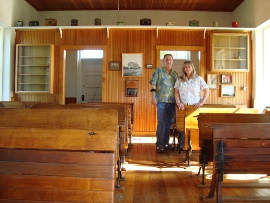 Kelly and Tammy Rundle in a one-room school in Emporia, Kansas