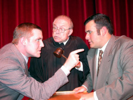 John Hannon (left), with Michael Kennedy and Dan Hernandez in Inherit the Wind