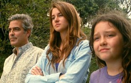 George Clooney, Shailene Woodley, and Amara Miller in The Descendants
