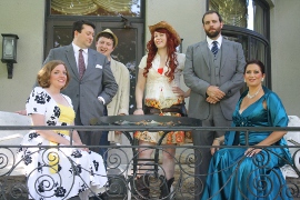 Sheri Olson, J. Adam Lounsberry, Ben Holmes, Sara Wegener, Paul Workman, and Jamie Bauschka in Dirty Rotten Scoundrels