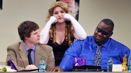 Kameron Cain, Sarah Butcher, and Isaac Scott in Scott Community College's Don't Talk to the Actors