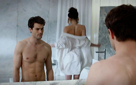 Jamie Dornan and Dakota Johnson in Fifty Shades of Grey