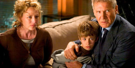 Virginia Madsen, Jimmy Bennett, and Harrison Ford in Firewall