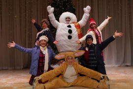 (clockwise from rabbit) Andrea Moore, Elizabeth Miller, Autumn O'Ryan, Janos Horvath, Meghan Gibson, and Patrick David in Frosty's Magic Hat