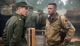 Logan Lerman and Brad Pitt in Fury
