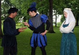 Jonathan Gregoire, Neil Friberg, and Molly McLaughlin in The Comedy of Errors