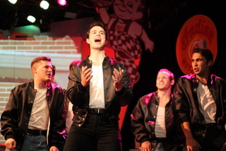 Derrick Bertram, Jon Loya, Nick Petrelli, and Christian Klepac in Grease