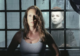 Jamie Lee Curtis and Brad Loree in Halloween: Resurrection