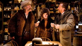 Kurt Russell, Jennifer Jason Leigh, and Tim Roth in The Hateful Eight