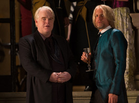 Philip Seymour Hoffman and Woody Harrelson in The Hunger Games: Mockingjay, Part I