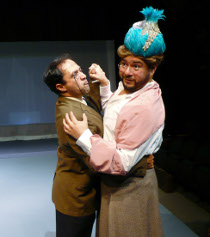 author Jason Platt (left), with Ed Villarreal, in the Playcrafters Barn Theatre's The 39 Steps