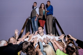 Jason Gabriel (center), Thomas Brooke, Kelly Rose Thompson, and Michael Alexander (top) in Jesus Christ Superstar