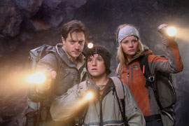 Brendan Fraser, Josh Hutcherson, and Anita Briem in Journey to the Center of the Earth