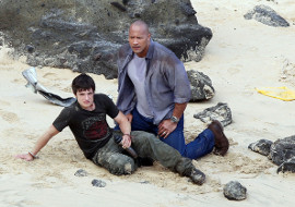 Josh Hutcherson and Dwayne Johnson in Journey 2: The Mysterious Island