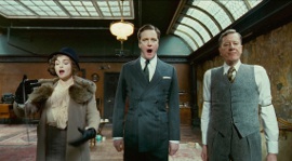 Helena Bonham Carter, Colin Firth, and Geoffrey Rush in The King's Speech