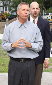 Superintendent Rick Loy (front) and Principal Dave Knuckey