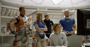 Matt Damon, Jessica Chastain, Sebastian Stan, Kate Mara, and Aksel Hennie in The Martian