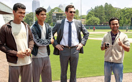 Madhur Mittal, Suraj Sharma, Jon Hamm, and Pitobash in Million Dollar Arm