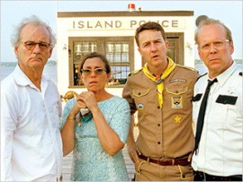 Bill Murray, Frances McDormand, Edward Norton, and Bill Murray in Moonrise Kingdom