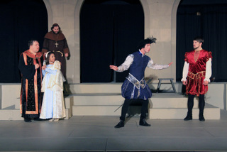 Jason Dlouhy, Chelsea Ward, Doug Adkins, Travis Meier, and Tyler Henning in Much Ado About Nothing