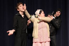 Jackson Green, Becca Brazel, and Jordan Webster-Moore in Noises Off