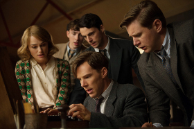 Keira Knightly, Matthew Beard, Benedict Cumberbatch, Matthew Goode, and Allen Leech in The Imitation Game