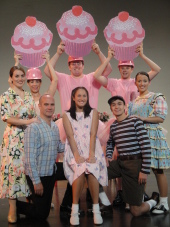 Magdalyn Donnelly, Andrea Moore, Brad Hauskins, Jeremy Plyburn, Kelly Anna Lohrenz, James Bleecker, Tristan Layne Tapscott, and Hannah Bates in Pinkalicious