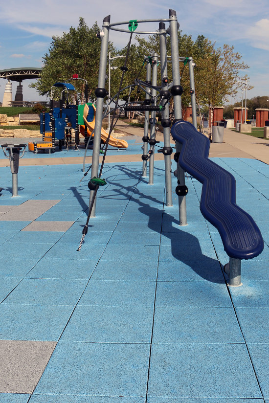 The play equipment at Schwiebert Riverfront Park. Photo by Bruce Walters.