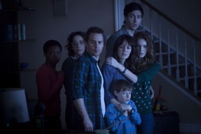 Susan Heyward, Jane Adams, Sam Rockwell, Rosemarie DeWitt, Kyle Catlett, Nicholas Braun, and Saxon Sharbino in Poltergeist