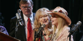 Garrison Keillor, Meryl Streep, and Lindsay Lohan in A Prairie Home Companion