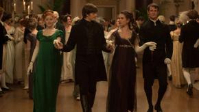 Aisling Loftus, Sam Riley, Lily James, and Matt Smith in Pride & Prejudice & Zombies