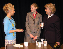 Carli Talbot, Sarah Ade, and Liz Blackwell in Rehearsal for Murder