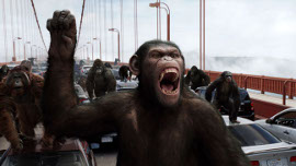 Andy Serkis(ish) and James Franco in Rise of the Planet of the Apes