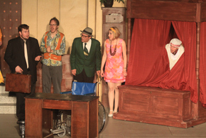 Howard Eckdahl, Michael Callahan, Mischa Hooker, Kristan Mitchell, and Nathan Windt in Gianni Schicchi