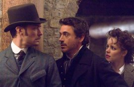 Jude Law, Robert Downey Jr., and Rachel McAdams in Sherlock Holmes
