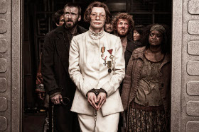 Chris Evans, Tilda Swinton Ewen Bremner, and Octavia Spencer in Snowpiercer