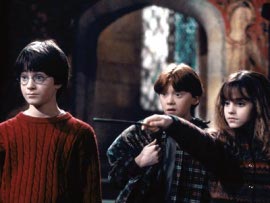Daniel Radcliffe, Rupert Grint, and Emma Watson in Harry Potter & the Sorcerer's Stone