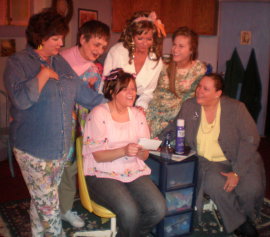 Angela Elliott, Dee Canfield, Colleen Winters, Pamela Crouch, Kelly Lohrenz, and Lisa Kahn in Steel Magnolias