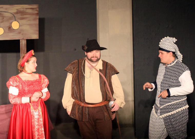 Mallory Park, Doug Adkins, and Chris Lerch in The Comedy of Errors