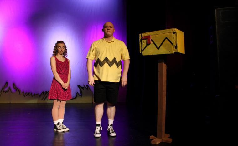 Bethany Sanders and Noah Hill in the Spotlight Theatre's You're a Good Man, Charlie Brown