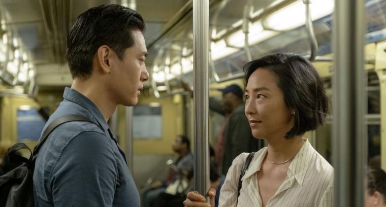 Teo Yoo and Greta Lee in Past Lives