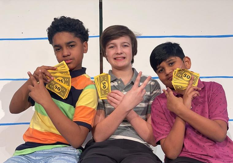 Marlo Reed, Jack Carslake, and Arnav Mali in Diary of a Wimpy Kind: The Musical
