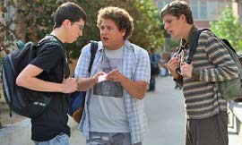 Christopher Mintz-Plasse, Jonah Hill, and Michael Cera in Superbad