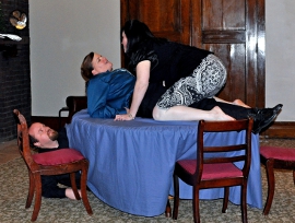 Jeb Makula, Denise Yoder, and Kitty Israel in Tartuffe