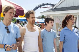 Nat Faxon, Sam Rockwell, Liam James, and Maya Rudolph in The Way Way Back