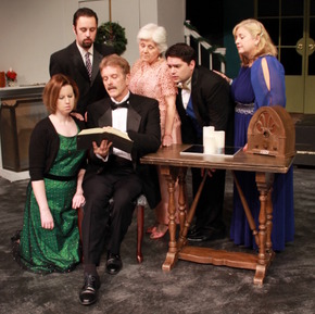 Molly McLaughlin, Drew Pastorek, Tom Naab, Stephanie Naab, Bryan Lopez, and Teri Nelson in The Game's Afoot
