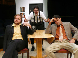 Justin Raver, Jordan L. Smith, and Nathan Johnson in The Nerd