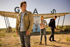 Mark Wahlberg, Nicola Peltz, and Jack Reynor in Transformers: Age of Extinction